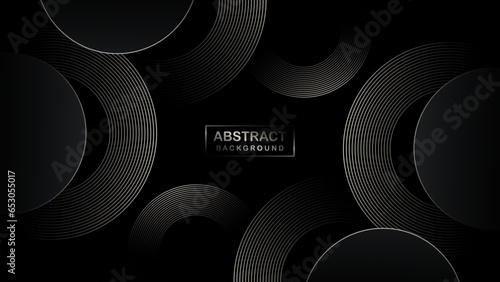 Abstract gold circle lines on dark background