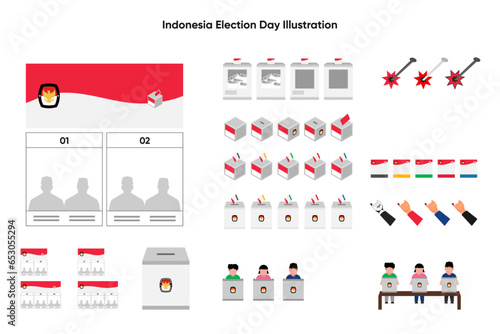 Indonesian Election Day 2024 illustration set collection.