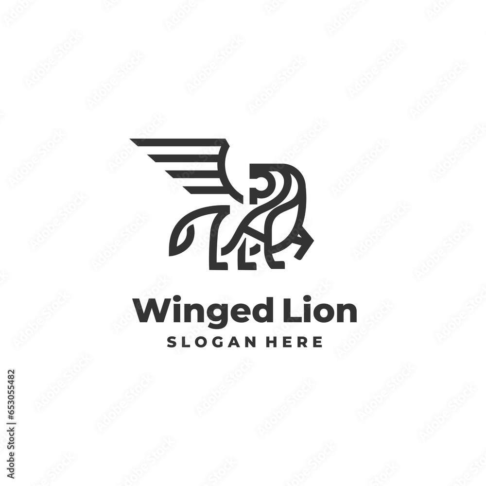lion modern line logo vector