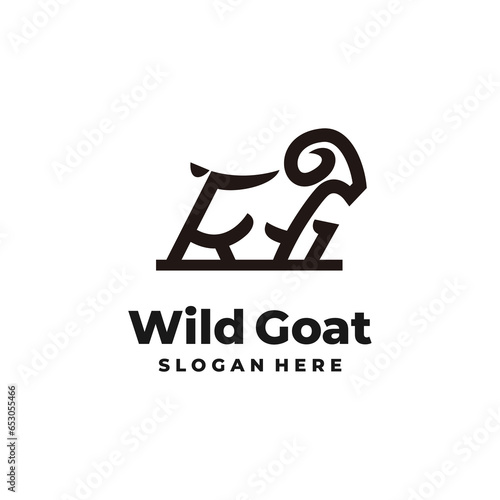goat modern line logo vector