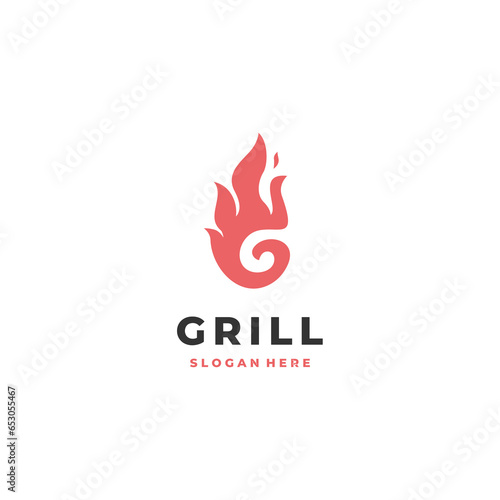 Grill steak logo vector