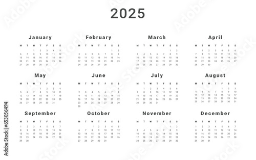 2024 Annual Calendar template. Vector layout of a wall or desk simple calendar with week start sunday.