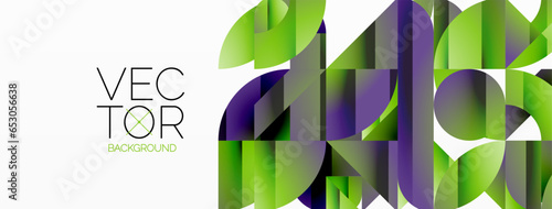 Abstract masterpiece formed by delicate interplay of circles, squares, and triangles. Geometric elements converge in harmonious chaos, evoking sense of modern creativity. Symphony of shapes