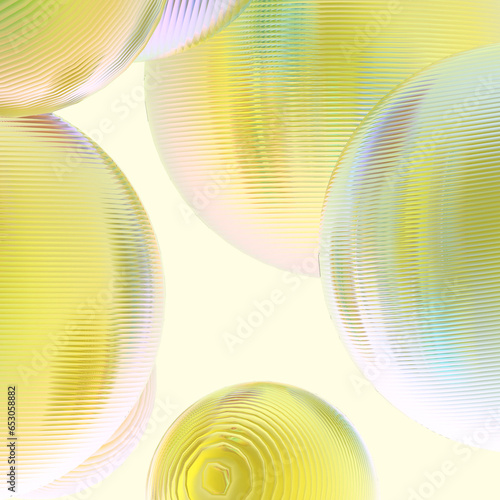 Abstract 3d object metal balls yellow gold gradient colors background.