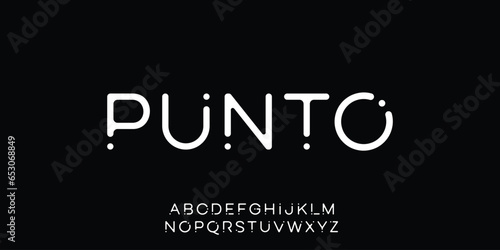 Creative modern alphabet. Typography with dot at the edge. minimalist style fonts set. vector illustration