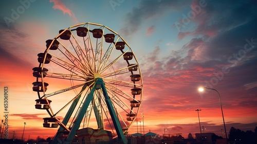 ferris wheel at sunset photo