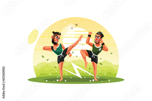 KickBoxing Fighter Vector Illustration