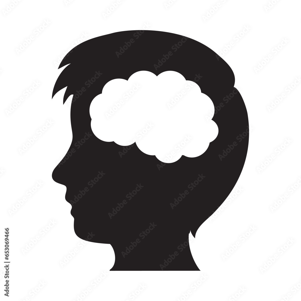 brain profile icon silhouette