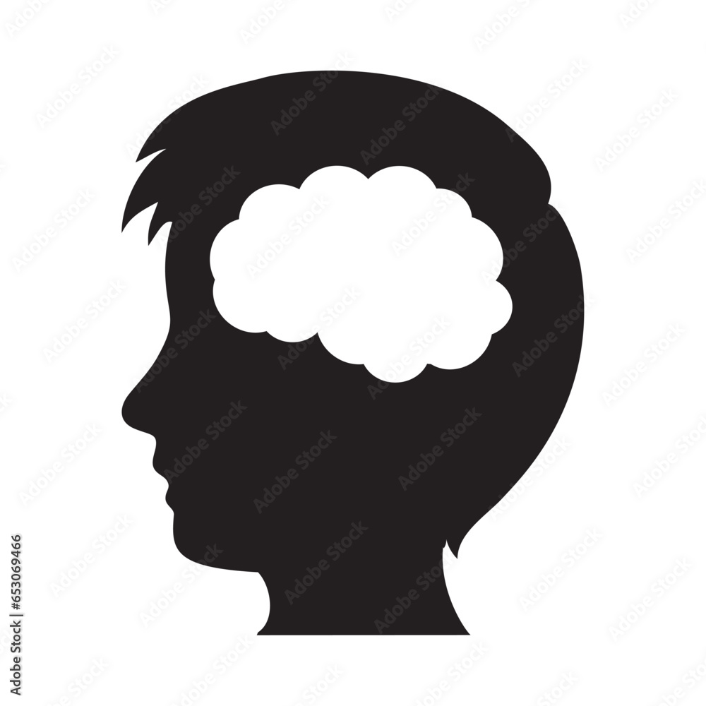brain profile icon silhouette brain profile icon silhouette