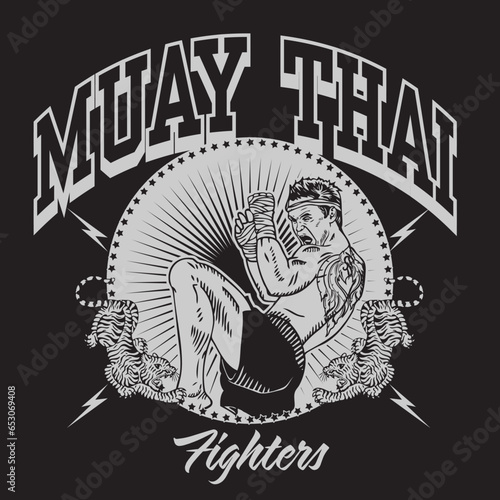 Muay Thai Fighter Illustration Emblem Design