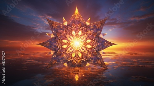 dreamlike sunset kaleidoscope  digital art illustration  Generative AI