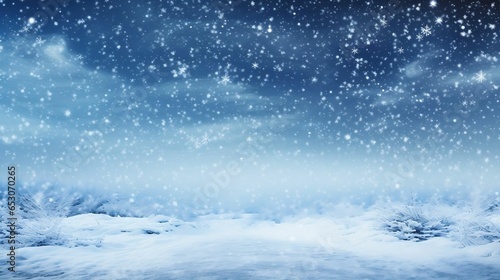 Snowflakes and snowdrifts in a wintry sky