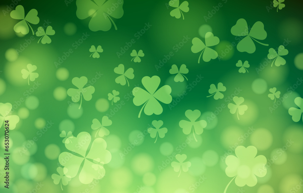 Bokeh background with falling clover leaves Bokeh background with falling clover leaves
