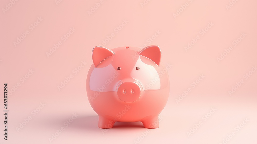 Pink piggy bank on pink background. Concept for money savings. generative AI