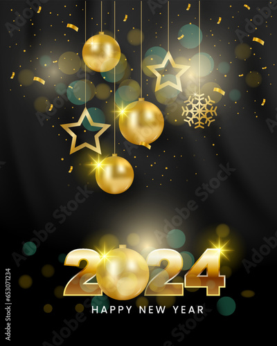 2024 happy new year background banner vector. New year celebration concept for greeting card, banner and post template.