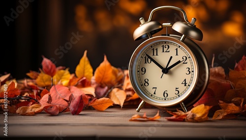 clock with autumn background