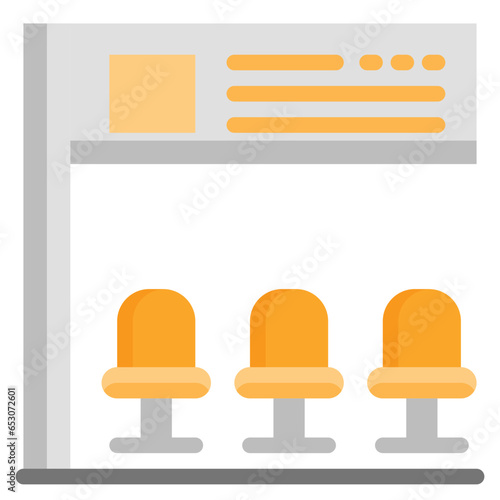  subway, train station, travel, chair, train station, waiting room Icon, Flat style icon vector illustration, Suitable for website, mobile app, print, presentation, infographic and any other project.