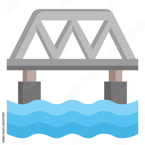  bridge, tracks, transportation,  railway, water, train, transport Icon, Flat style icon vector illustration, Suitable for website, mobile app, print, presentation, infographic and any other project.