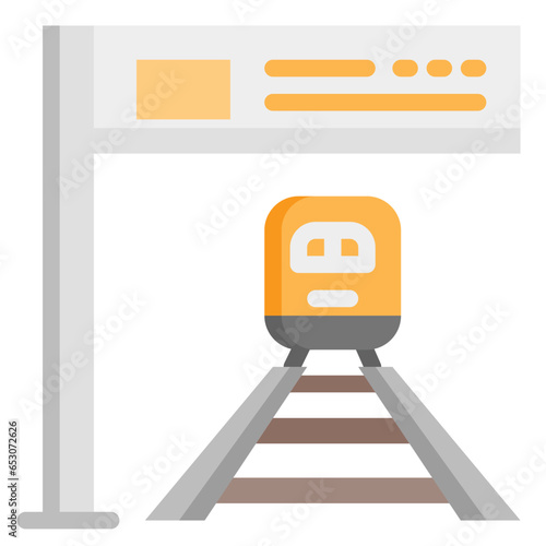  train station, train, subway, metro, train platform, station Icon, Flat style icon vector illustration, Suitable for website, mobile app, print, presentation, infographic and any other project.