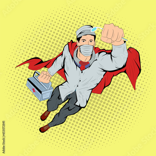 Dentist Pop Art Comic Vector Stock illustration