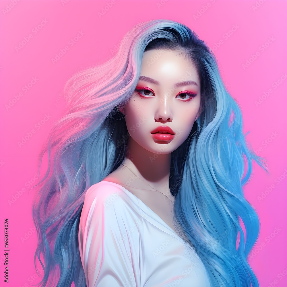 Ethereal Beauty: Asian Woman in Neoclassical Elegance Ethereal Beauty: Asian Woman in Neoclassical Elegance