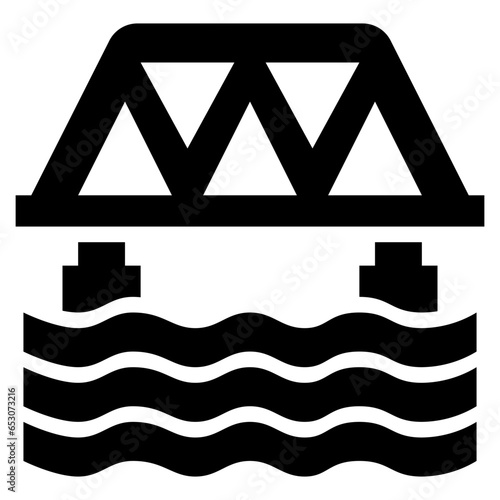 bridge, tracks, transportation,  railway, water, train, transport Icon, Glyph style icon vector illustration, Suitable for website, mobile app, print, presentation, infographic and any other project.