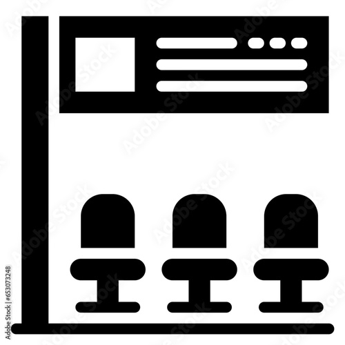  subway, train station, travel, chair, train station, waiting room Icon, Glyph style icon vector illustration, Suitable for website, mobile app, print, presentation, infographic and any other project.