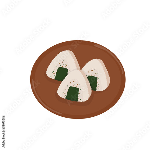 Illustration of onigiri with nori