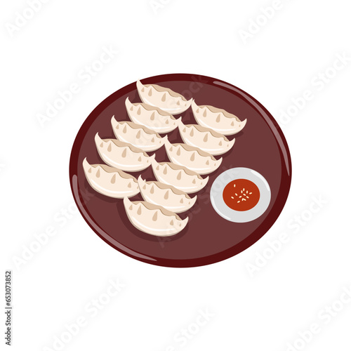 Choipan with sauce on plate illustration