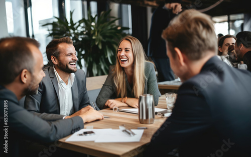 Friends enjoying a fun and lighthearted gathering around a table