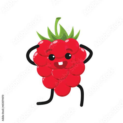 Red Funny Playful Raspberry | Cute Fruity Fruits