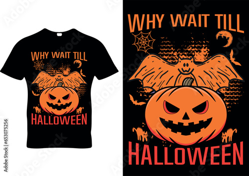 Halloween Happy Scary Night vector print ready t-shirt design| Happy Halloween pod design photo