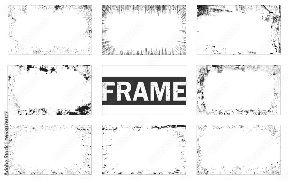 grunge textures frame set. background. vector illustration.