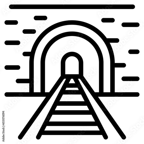  tunnel, railway, railroad, train, Passage, track, transportation Icon, Line style icon vector illustration, Suitable for website, mobile app, print, presentation, infographic and any other project.