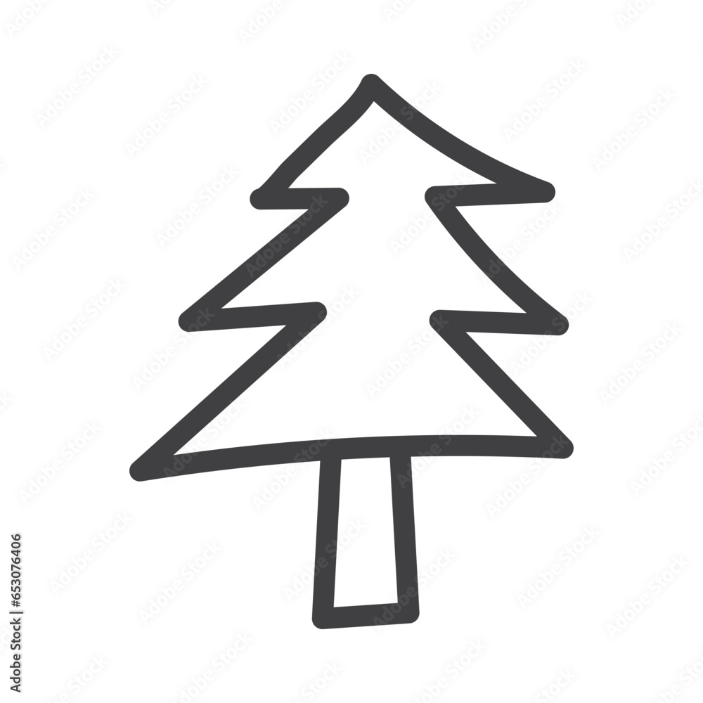 Black & White Handdrawn Doodle Christmas Tree Icon Black & White Handdrawn Doodle Christmas Tree Icon