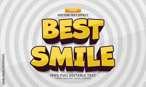 Design editable text effect, Best Smile 3d cartoon vector illustration