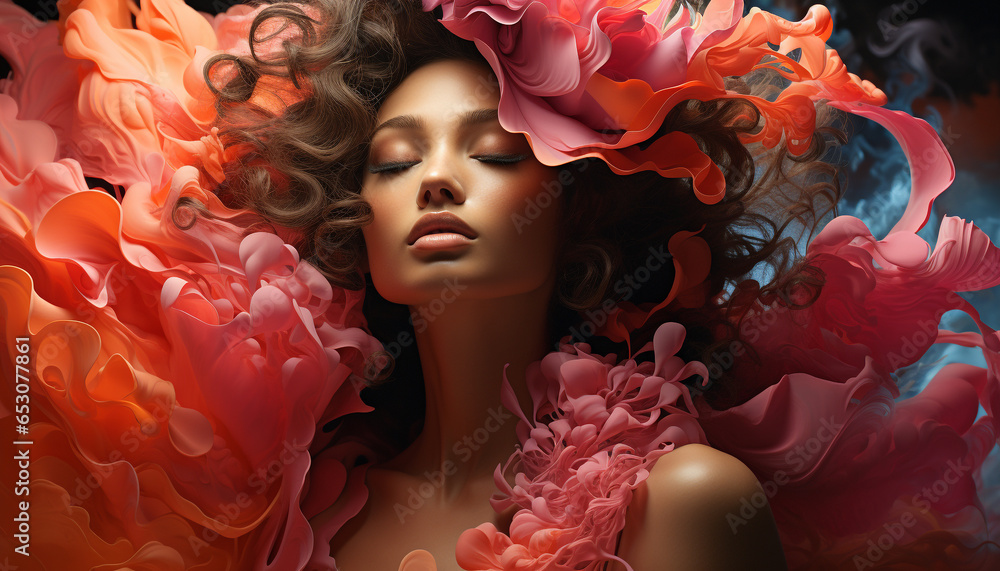 A young woman elegance and sensuality in nature beauty generated by AI A young woman elegance and sensuality in nature beauty generated by AI