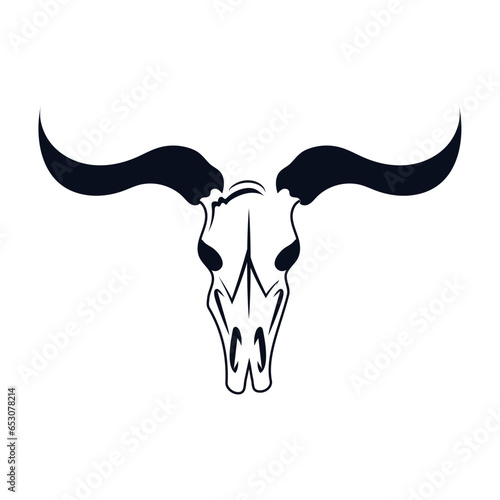 cowboy hand draw bull skull