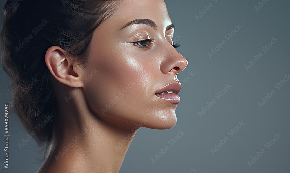 A woman with half closed eyes and a bun hairstyle A woman with half closed eyes and a bun hairstyle
