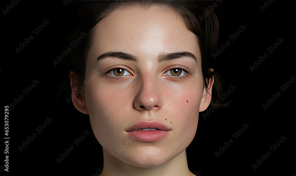 A person in close-up against a black background A person in close-up against a black background