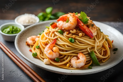 spaghetti with shrimp generated by AI