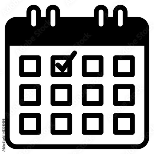  check, calendar, date, schedule, time and date, planning Icon, Solid style icon vector illustration, Suitable for website, mobile app, print, presentation, infographic and any other project.