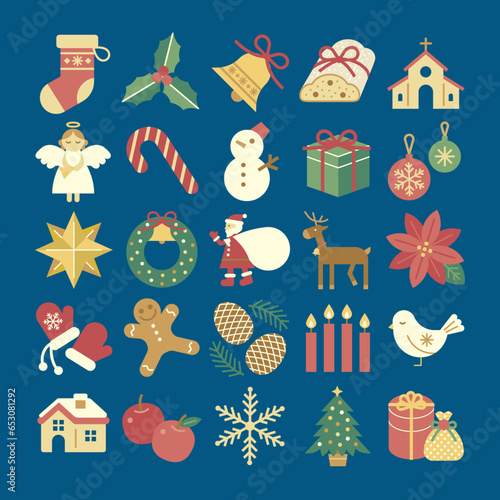 クリスマスアイコン風イラストセット