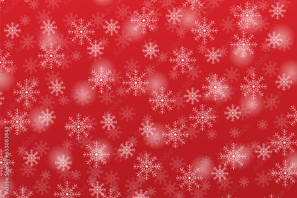 White seamless snowflake header, red background White seamless snowflake header, red background