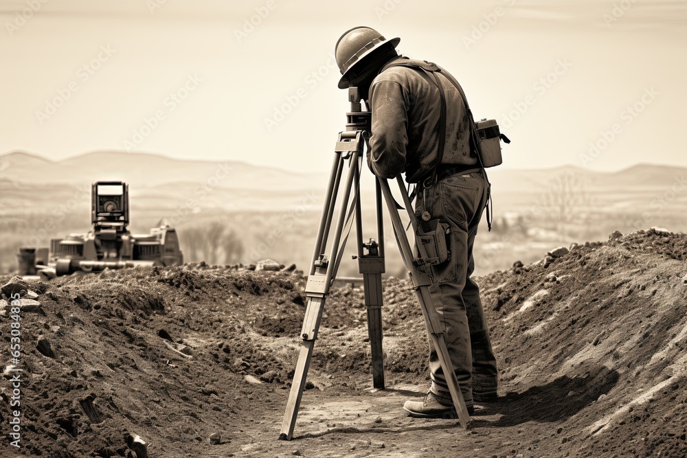Surveyor man working.