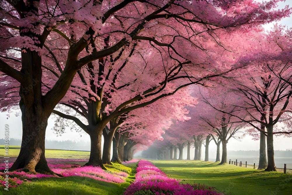 Obraz premium spring in the park and generated AI