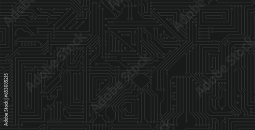 Electronic circuit technology vector on a black background.