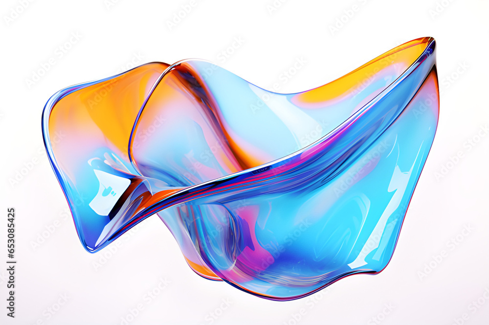 Obraz premium Abstract Colorful Glass With Dispersion and Thin Film Effect. 3d Render. Isolated on White.