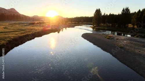 Sunset over the river in Yosemite