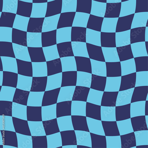 seamless pattern checkered line pattern, distorted chessboard texture, Malibu color, and Rhino color square tiled grid